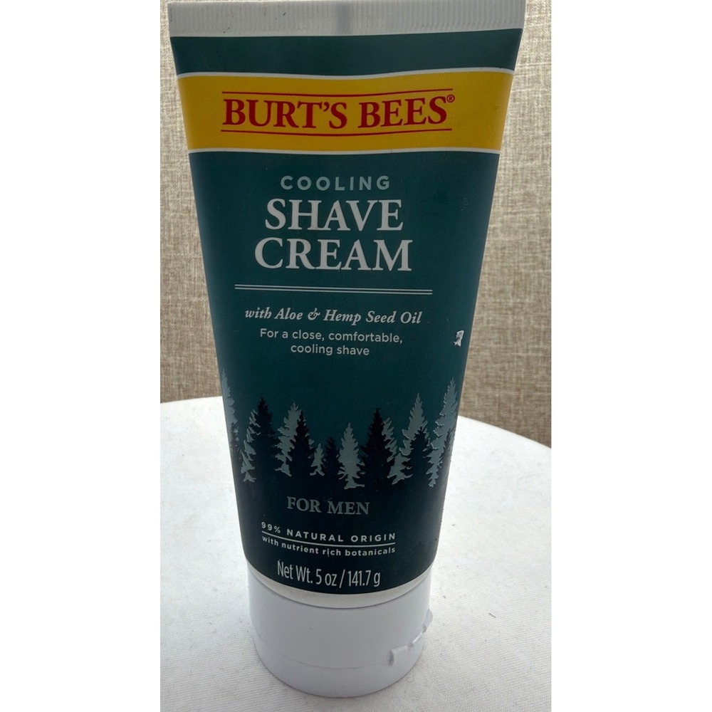 Burt's Bees Cooling Shave Cream for Men Aloe & Hemp Seed Oil 5oz Woodsy Scent